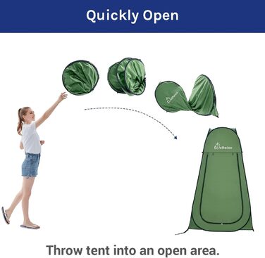 WolfWise Pop Up Shower Tent with Privacy Screen - Portable Toilet Tent, Green
