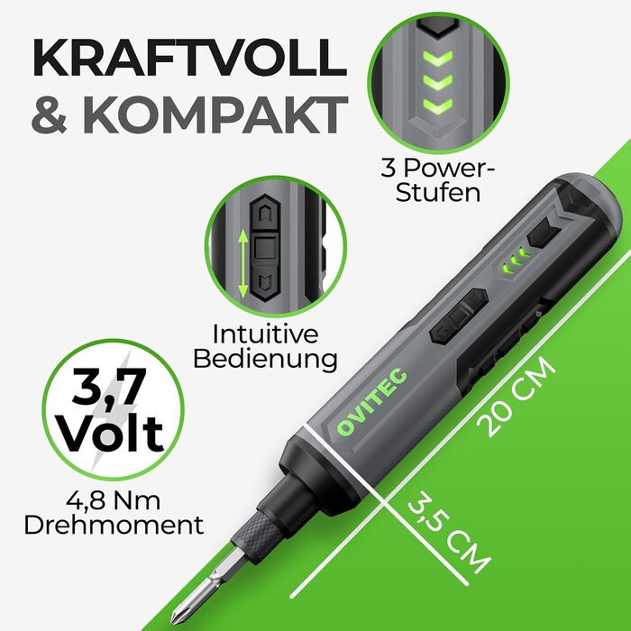 Електрична дриль-шуруповерт акумуляторна | 3.7V | 2000mAh | з функцією швидкої заміни біт | комплект з 16 біт та USB-C кабелем