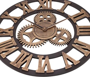 ACCSHINE Large Wall Clock No Ticking Noise Silent Roman Numeral Quartz Battery Operated Wall Clock Easy to Read for Living Room Kitchen Bedroom Office School (Gold, 58cm)