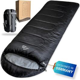 EXPLORER® EF-200 XXL Sleeping Bag -18°C to +3°C | 400GSM | Outdoor Sleeping Bag for Adults - Camping, Trekking, Festivals, Travel | PFC-Free, Right Zipper, Black