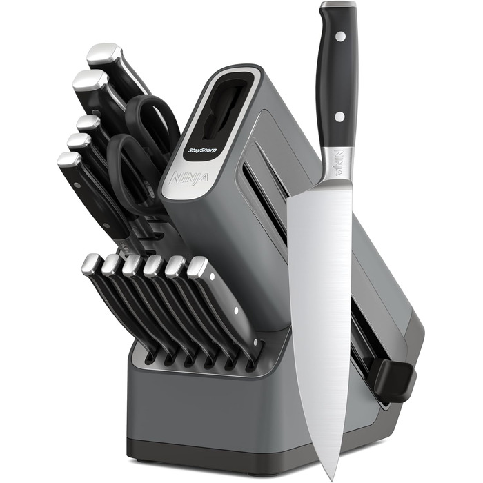 Набір ножів Ninja Foodi StaySharp Deluxe, 14 предметів, з інтегрованим точилом, чорний
