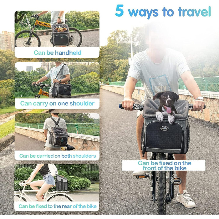 Фahrradkorb Wakytu Hunde Transporteur: Рюкзак-переноска для собак на велосипеді, сірий, 31x26x36 см