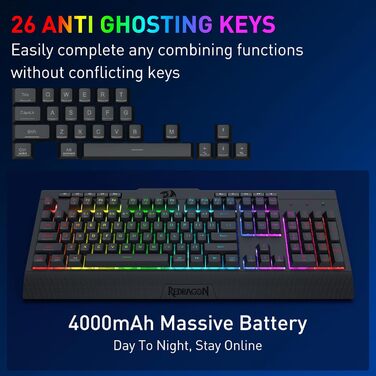 Redragon K628 Tri-Mode Механічна Клавіатура та Миша, RGB, 8000 DPI, S151 PRO