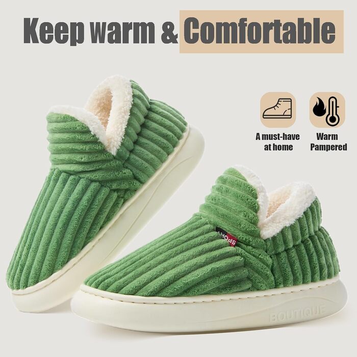 Тапочки зимові жіночі та чоловічі з меморі-піною, з м'якої тканини, теплі, зручні, з антиковзкою підошвою (46/47 EU, Зелений)