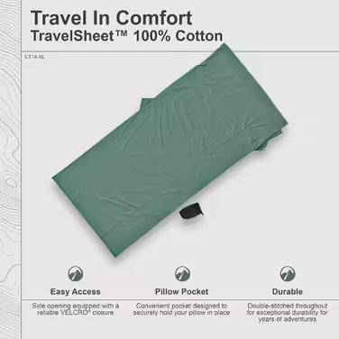 Cocoon Travelsheet Travel Blanket, Cotton, Cactus Blue, 238 x 117 cm