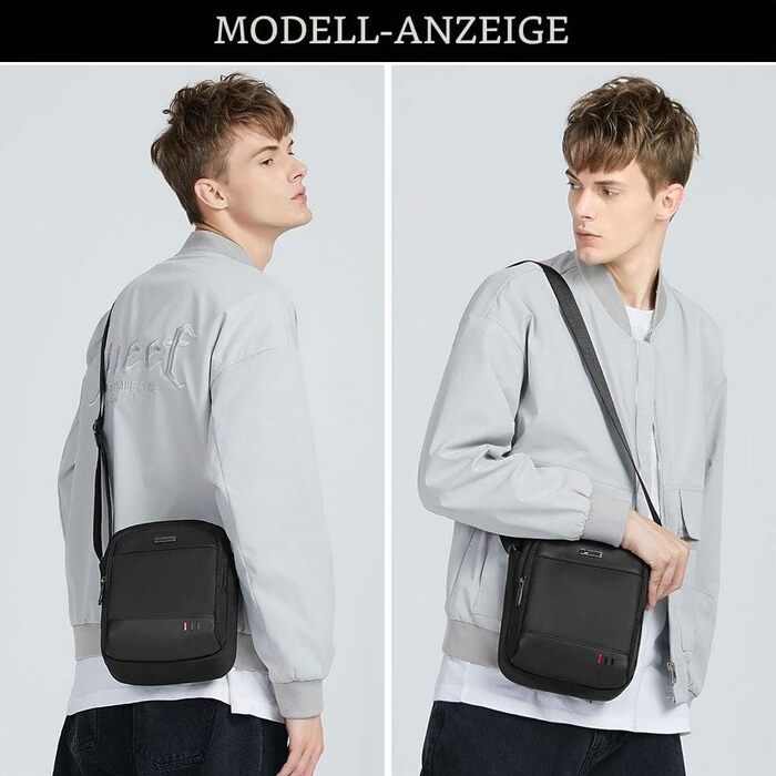 Чоловіча сумка-месенджер BAIGIO через плече Crossbody для подорожей, спорту та роботи, багатофункціональна сумка з відділеннями, L, чорна