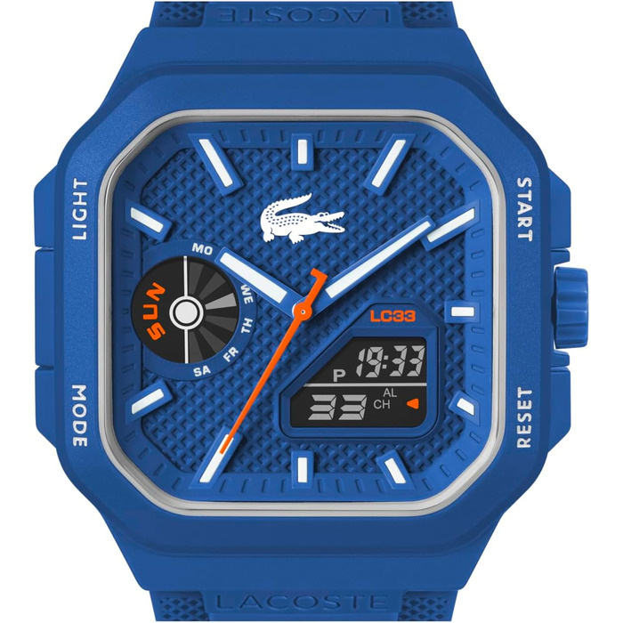 Годинник Lacoste LC33 Square силіконовий, блакитний - кварцовий, чоловічий/жіночий