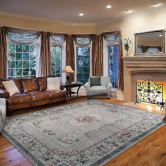 Килим TALETA для вітальні, спальні, офісу: вінтажний, квітковий, сірий, 160 x 230 см