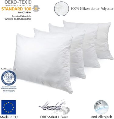 H&F Heimtextilien Top Quality Pillow 50x70 4-Piece Set | Allergy-Friendly Pillow with Oeko-TEX Certification | Cover: 100% Microfiber | Filling: 550 Grams Polyester 4 50 x 70 cm