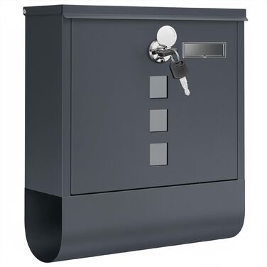 Поштова скринька SONGMICS з замком, оглядовим вікном та відділенням для газет, антрацит, 33.8x30.8x10 см