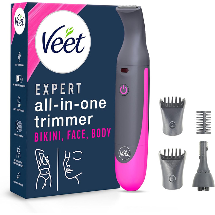 Триммер Veet Expert Intimate All-In-One: для обличчя, брів, інтимної зони та під пахвами - водонепроникний