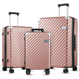 LUGGEX Carry-on Suitcase Hard Shell with Wheels - Expandable to 38L - Robust Polycarbonate for Stress-Free Travel (Rose Gold, 20/24/28)