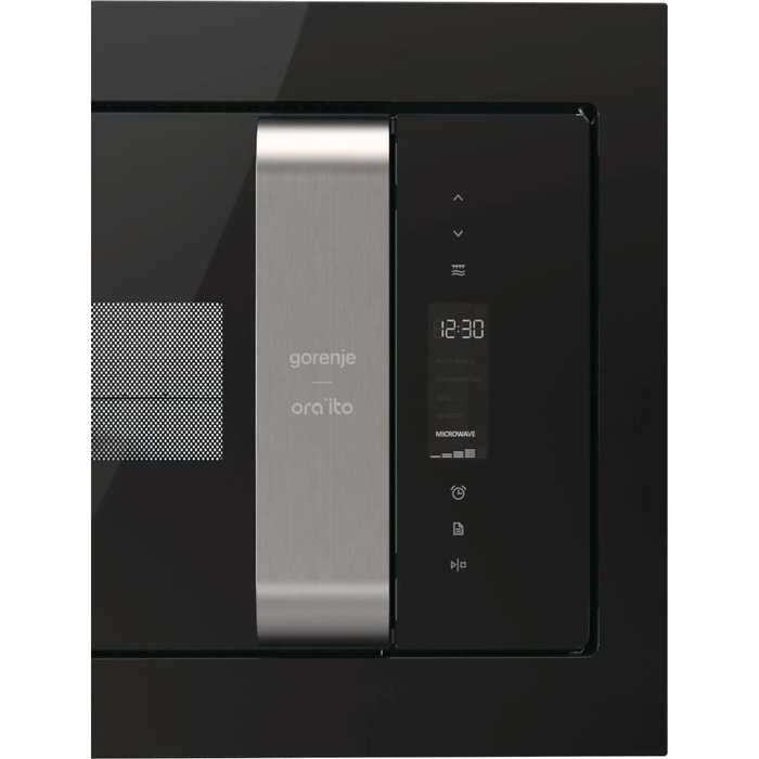 Вбудована мікрохвильова піч Gorenje BM235ORAB, 23 л, з грилем, чорне скло