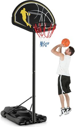 COSTWAY Adjustable Height Basketball Hoop System - Outdoor Mobile Basketball Stand with Wheels & Weight Bag - 130-305cm