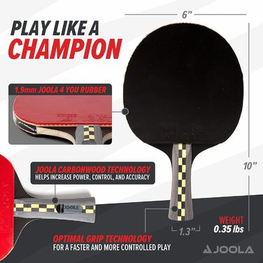 Стіл тенісний, ракетка JOOLA Carbon Pro, ITTF, професійна, для змагань (в комплекті з чохлом)