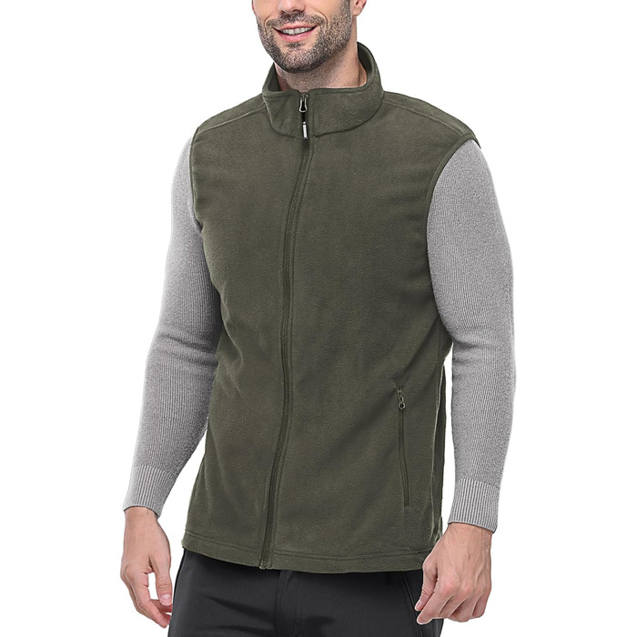 Флісова жилетка чоловіча Outdoor Ventures з довгими рукавами, тепла, вітронепроникна, з підкладкою, зимова жилетка, робоча жилетка для чоловіків з кишенями на блискавці (S, Cypress Green)