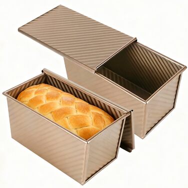 Форма для випічки хліба Toastbrot 450г, 2 шт. Антипригарна, вуглецева сталь, з кришкою, перфорована - для рівномірного випікання в духовці