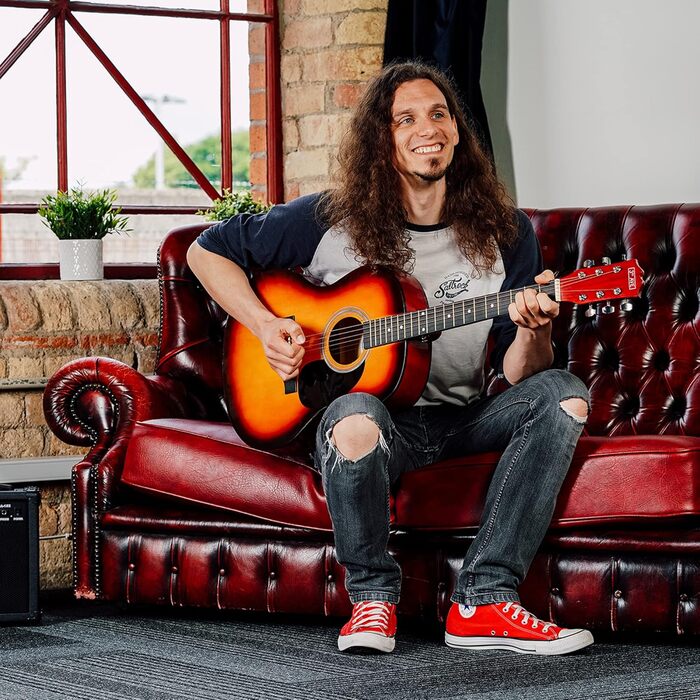 3rd Avenue 4/4 Вестерн-гітара: комплект для початківців з чохлом, медиатором та запасними струнами – 6 місяців БЕЗКОШТОВНИХ уроків (Sunburst)