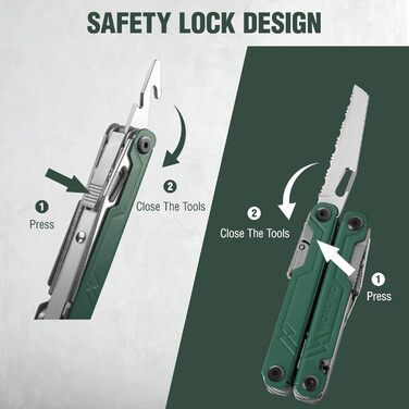 Мультитул WORKPRO 18 в 1: мультиінструмент з нержавіючої сталі з ножем, відкривачкою, ножицями, кліпсою для ременя. Ідеально для кемпінгу, ремонту, подарунок. У комплекті сумка.