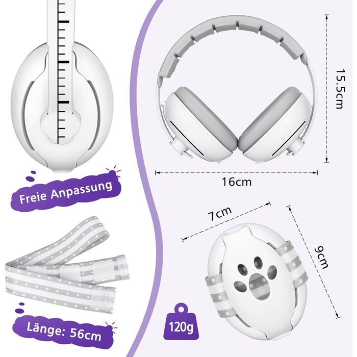 Навушники для захисту від шуму для малюків 0-2 роки (сірі)
