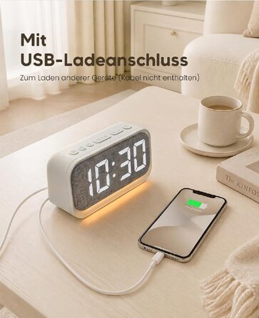 Цифровий будильник з LED-дисплеєм та підсвічуванням, настільний годинник для спальні та офісу, з функцією Snooze та регулюванням яскравості, живлення від мережі або батарейок