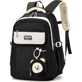 Шкільний рюкзак для дівчинки Makukke, водонепроникний, 30L, для 5 класу, з милим брелоком, зелений (чорний)