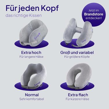 Подушка для шиї Luna Nackenkissen Flugzeug: Memory Foam, дихаюча, для подорожей, чорна. Подушка для шиї в літак, авто, для дорослих. Зручна та миюча.