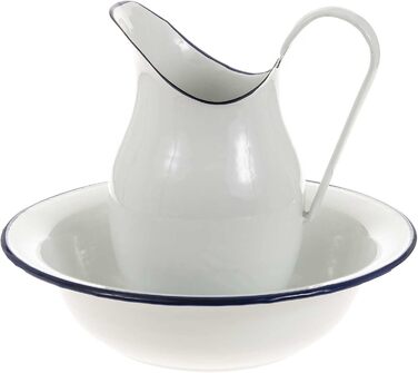 SIDCO Wash Basin + Jug Shabby Basin + Can Wash Set Vintage 2 pcs blue