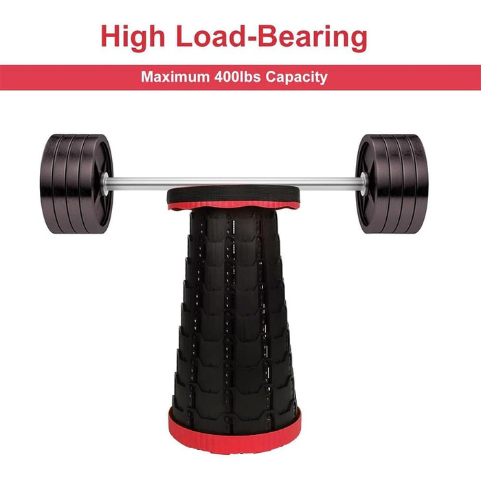 Крісло-телескоп для кемпінгу, регульована висота 6-45 см, вантажопідйомність 181 кг, портативне з ременем для перенесення (Червоний, 2 шт.)