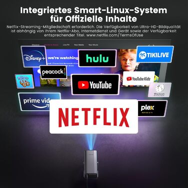 Проектор Mini Beamer 4K Smart з автофокусом та корекцією трапецеїдальних спотворень, WiFi6, Bluetooth, Dolby Audio, 600ANSI, 1080P, для дому та відпочинку на відкритому повітрі, сріблястий