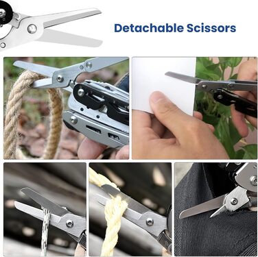 Мультитул HONZIN 12-в-1 з нержавіючої сталі, мультиінструмент з ножицями та набором біт, для кемпінгу та активного відпочинку