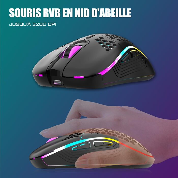 RedThunder K84 Combo: Бездротова клавіатура та миша USB, AZERTY (французька), 75% TKL, 3200 DPI (чорний)