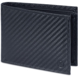 KORUTA® Wallet for Men Leather Carbon with RFID Protection | Real Leather Bifold Wallet Large | 13 Compartments | Wallet for Men | Wallet/Bifold/Portmonee made of genuine leather (Carbon Black)