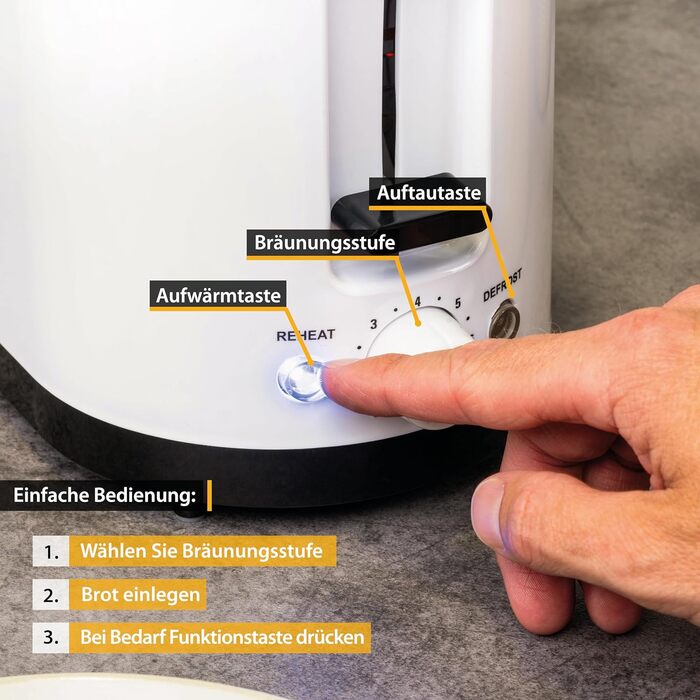 Тостер First Austria 4-х секційний з широким прорізом, 1400 Вт з піддоном для крихт | Підставка для тостів | Теплоізольований корпус, регулювання температури, корпус з нержавіючої сталі, функція розморожування, центрування хліба 1400 Вт - білий