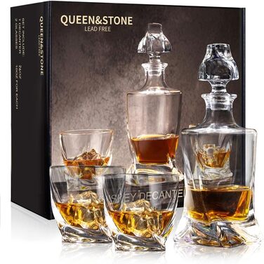 Набір для віскі та лікеру в подарунковій коробці: декантирувальник, 2 келихи, 750 мл. Ідеальний подарунок для чоловіків та жінок