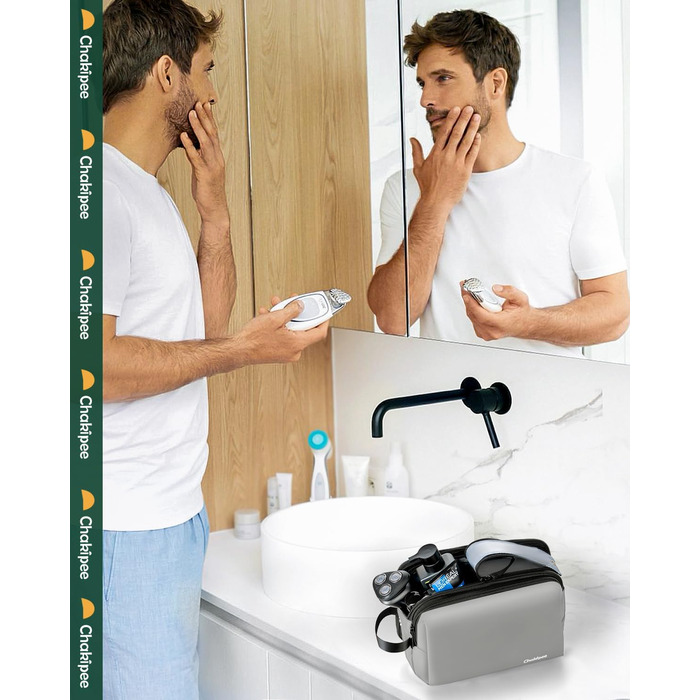 Чоловічий дорожній туалетний набір Kulturbeutel, водонепроникна косметичка з двома блискавками (сірий)