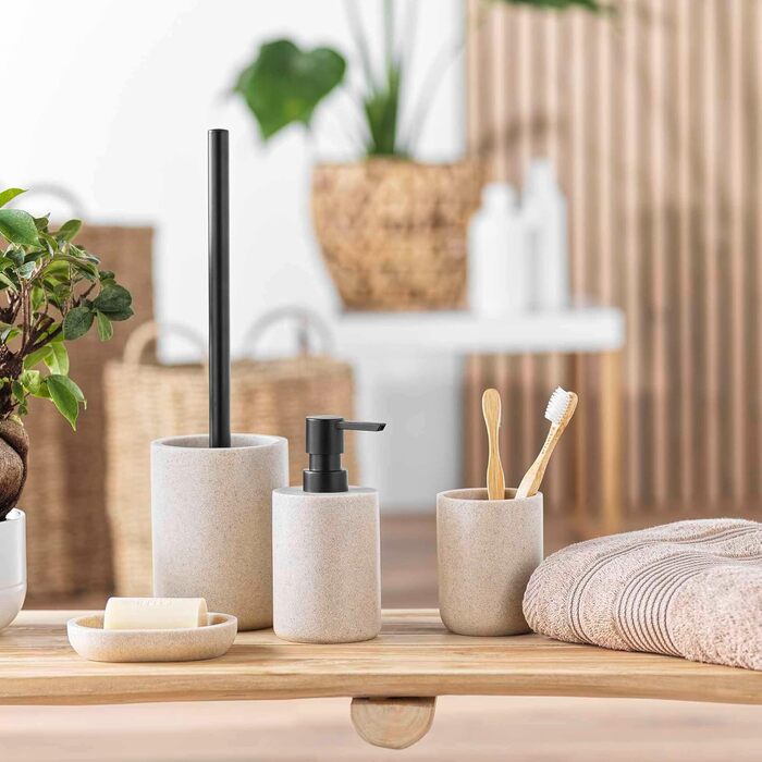 Дозатор для мила Douceur d'intérieur Granite, пісок, полірезин, 7x16 см