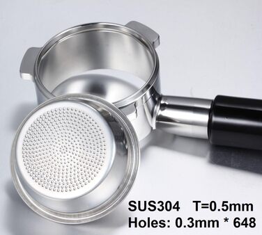 Bottomless Portafilter 54mm Compatible with Sage/Breville Barista Series 870/878/880 and 54mm Sage/Breville Espresso Machines, With 1 Cup Filter Basket, Wooden Handle