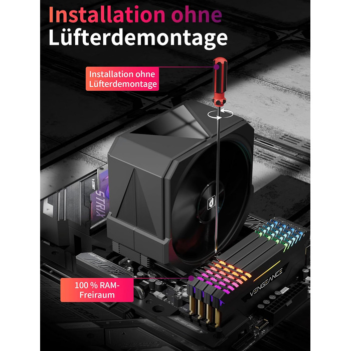 upHere UP1 Elite KC4C - Кулер для процесора з RGB підсвічуванням, 120мм, сумісний з AMD AM4/AM5 та Intel