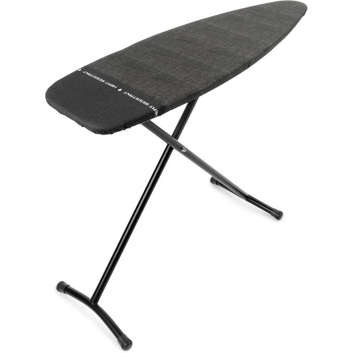 Гірчиця для прасування Brabantia Bügelbrett B, 124 x 38 см, 100% Fairtrade-Baumwolle, стабільна, регульована по висоті, з підставкою для праски, Denim Black
