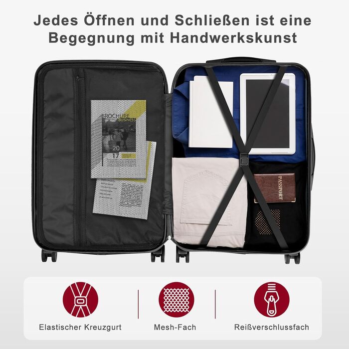 Набір валіз LEADZM 5 шт. з косметичною сумкою, набір валіз з ABS-пластику з телескопічним ручками, ручна поклажа (Турквіз)