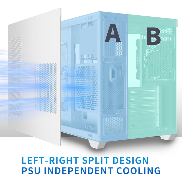 Корпус ПК MUSETEX Y6 ATX з підтримкою 360мм радіатора, Type-C, для геймінгу, з 3 вентиляторами, скляна бічна панель 270°, білий, Mid Tower