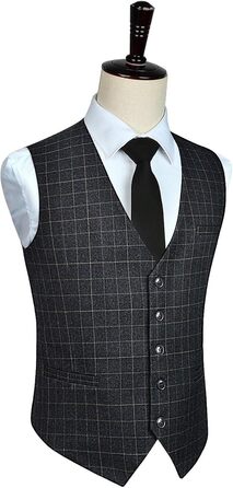 Жилет для чоловіків HISDERN з бавовни в клітинку для весілля та формальних заходів, сірий, XXL