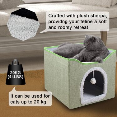 Кітняча хатинка FURRYPAWS - затишний будиночок для котів, підходить для дому та вулиці, ідеальний як котячий дім, стійка конструкція, для котів та кошенят (2-ярусний)