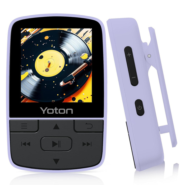 MP3-плеєр YOTON з Bluetooth 5.2, Hi-Fi звук, FM-радіо, диктофон, регулятор гучності, навушники, підтримка SD до 128 ГБ, фіолетовий