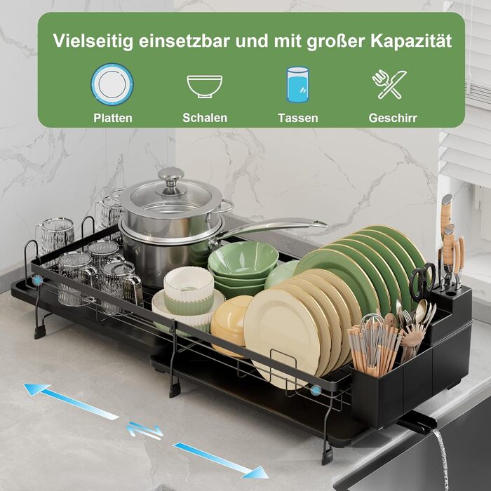 Підставка для посуду ROTTOGOON 2-рівнева з нержавіючої сталі, чорна, для кухонної стільниці