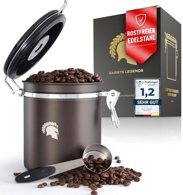 BaristaSoul Barista Legends® - Герметична кавова банка 500г з нержавіючої сталі з вічним календарем (Gunmetal)