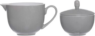 Ritzenhoff & Breker Milk & Sugar Set Doppio, Grey, Milk Jug/Pourer 170 ml, Sugar Bowl ø 9 cm, made of Porcelain, Dishwasher Safe