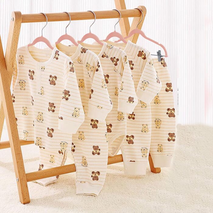 24 шт. велюрові дитячі вішалки для одягу з кліпсами, рожеві - стандартний гачок