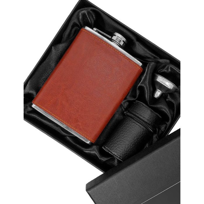 Набір фляг та стаканів Outdoor Saxx 7 шт., 240 мл, коричневий, у подарунковій коробці